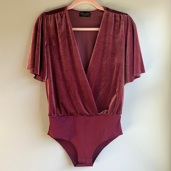 Zara Tops Zara Velvet Bodysuit Poshmark